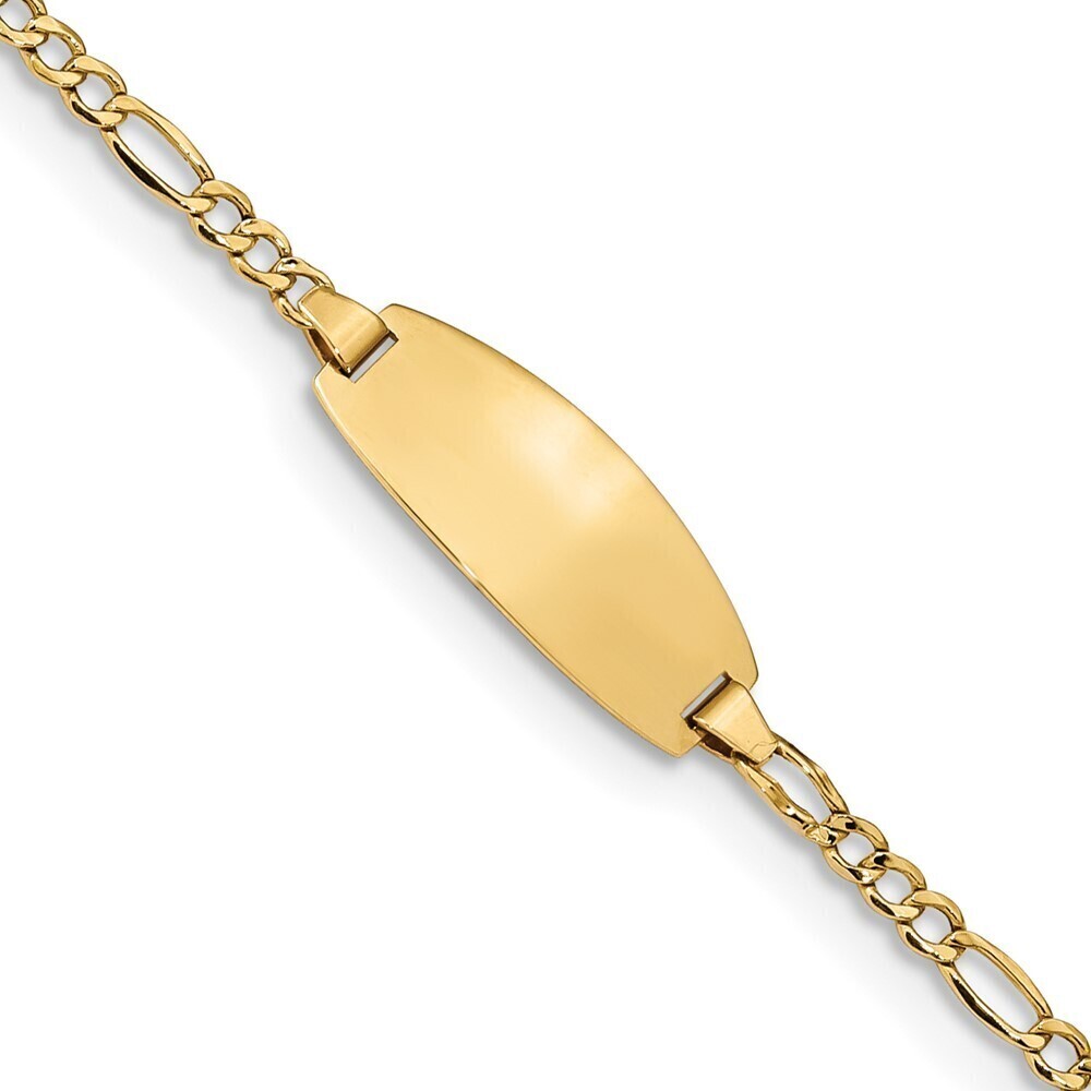 14k Yellow Gold Semi-solid Oval Figaro Id Bracelet